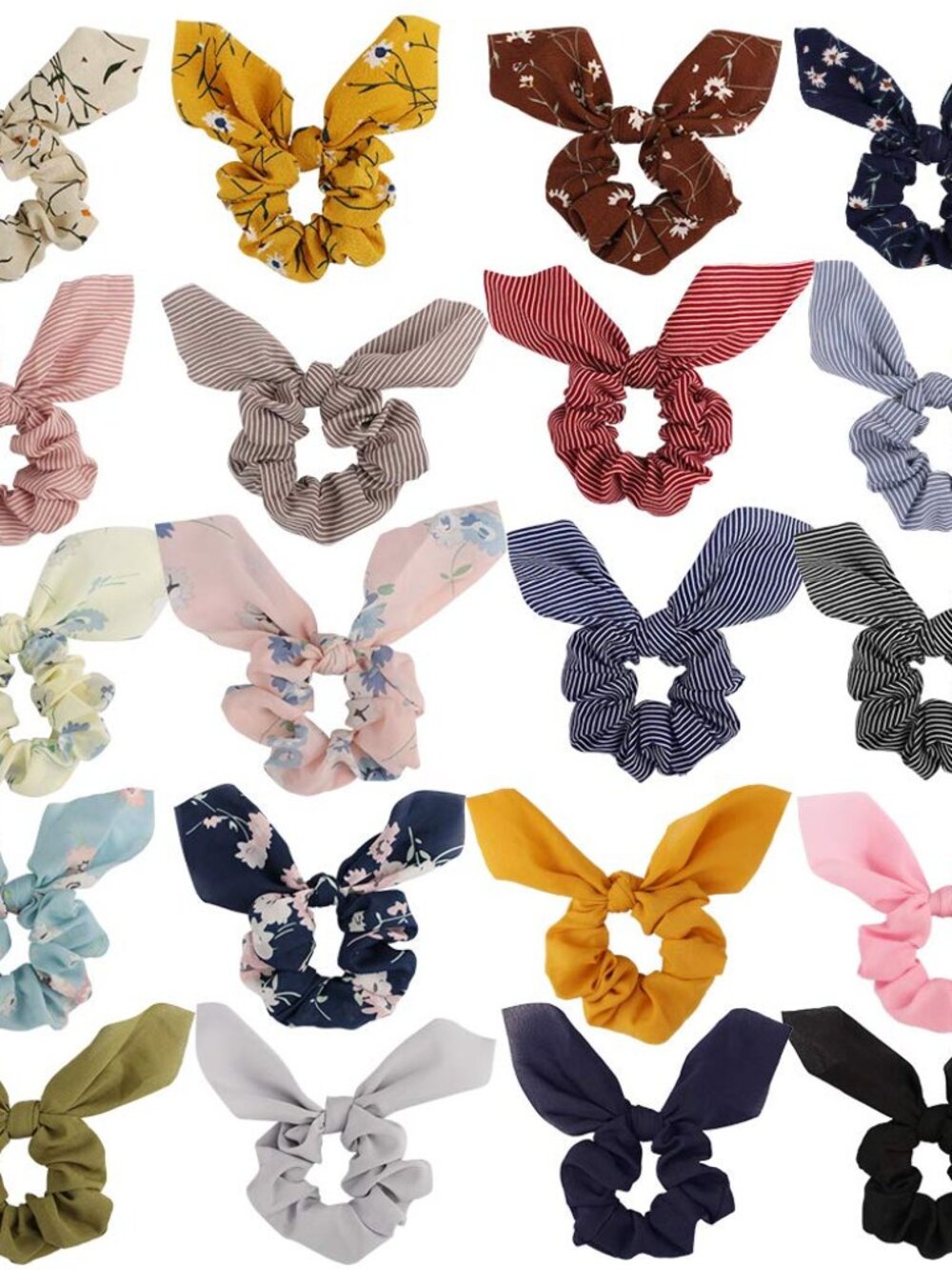 20 Pack Hair Scrunchies for Women, Adorable Chiffon Bow Scrunchies for Thick Hai